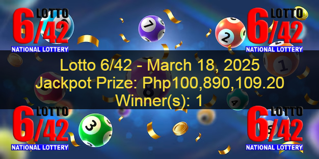 Official Results for March 18, 2025 - SOLO Winner of P100.9 Million Lotto 6/42 Jackpot Prize